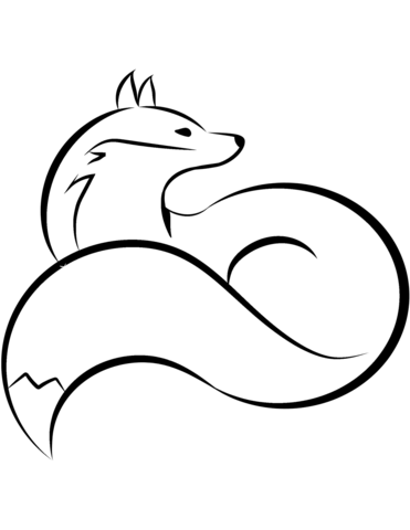 Curled Fox Coloring Page